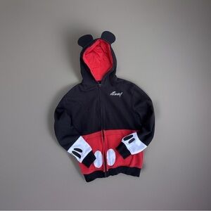 Disney Mickey Mouse Zip Up Hoodie with Mickey Ears, Embroidered Sz Youth XL EUC